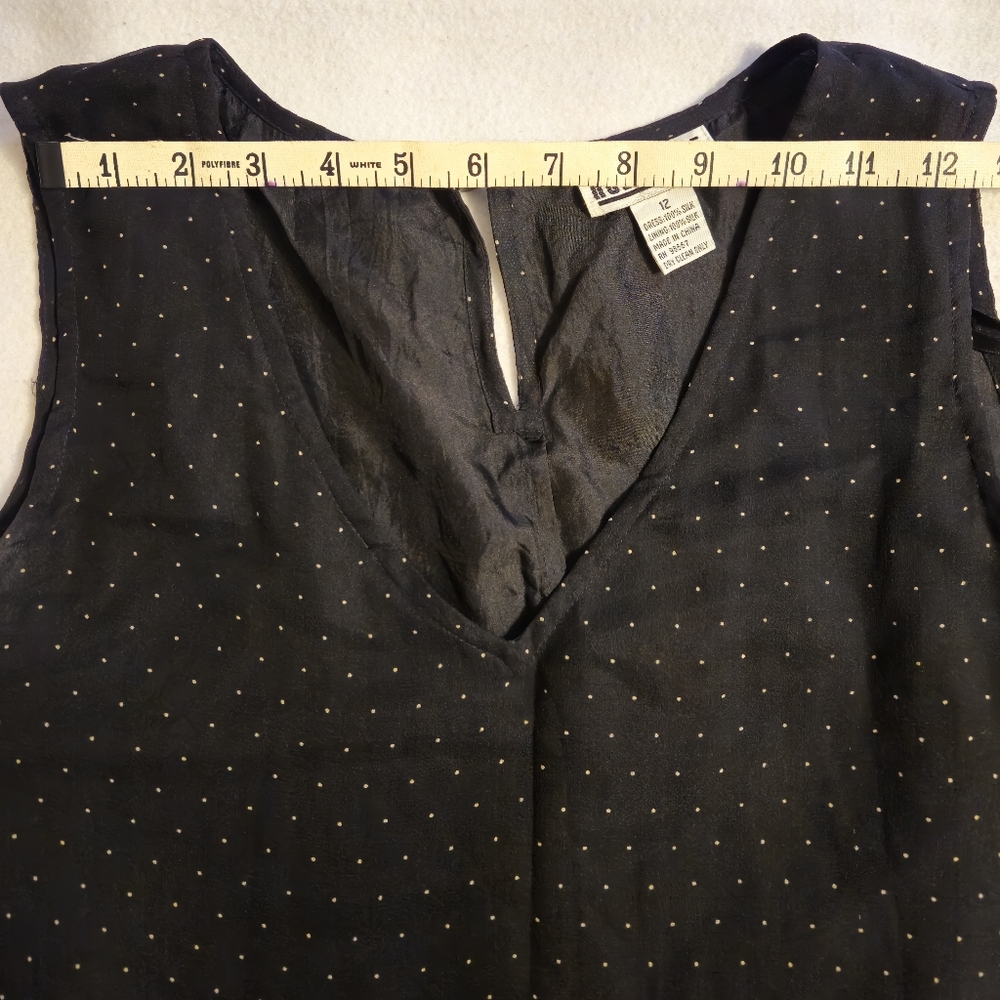 Robbie Bee 100% Silk Black Polkadot Sleeveless Dress - Picture 4 of 10